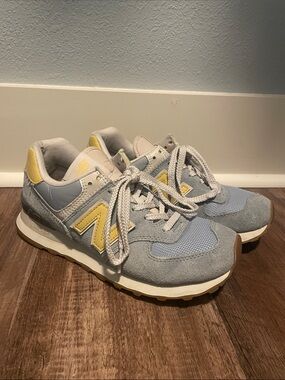 New Balance Sky Blue & Yellow 574 Sneakers